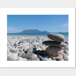 Blouberg Beach Table Mountain Stacked Rocks Posters and Art